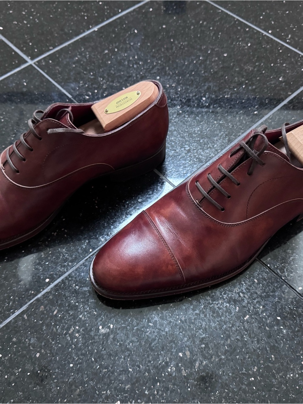 Cobbler Union Men's Museum Cognac Leather Cap-Toe Oxford Dress Shoes Size 9